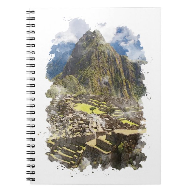 Machu Picchu Peru Watercolor Art Anteckningsbok (Framsidan)