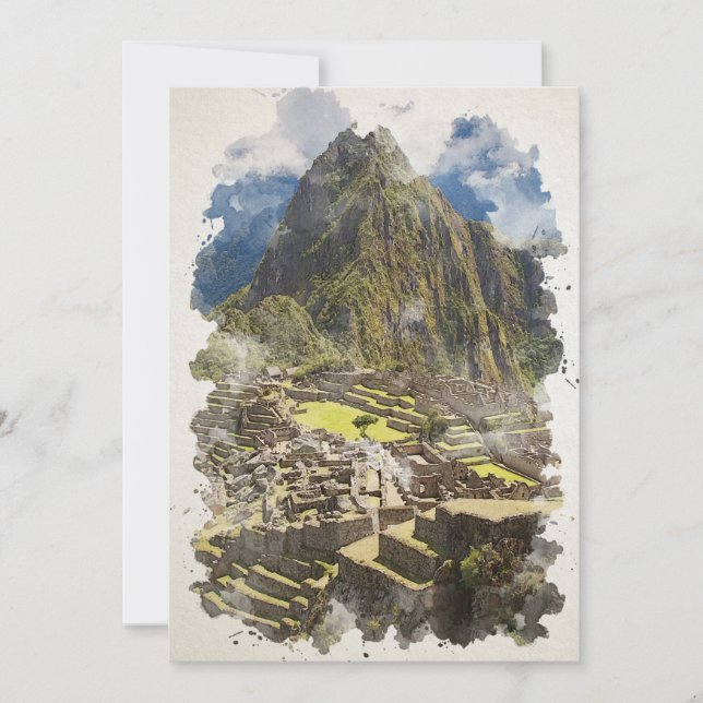 Machu Picchu Peru Watercolor Art Inbjudningar (Framsida)