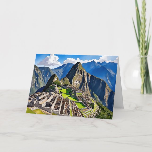 Machu Picchu Peru Watercolor Kort (Framsida)