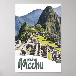 Machu Picchu Peru Watercolor Painting Travel Poster