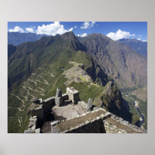 Machu Picchu som beskådas från Huayna maximala Poster