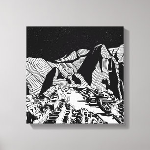 Machu Picchu - svart och vitt landskap Canvastryck