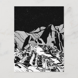 Machu Picchu - svart och vitt landskap Vykort