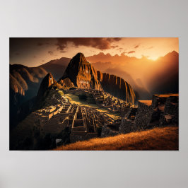 Machu Picchu vid solnedgång - Poster utskrift av h