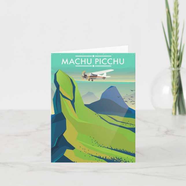 machupicchuflyg reser affischen helgkort (Framsida)