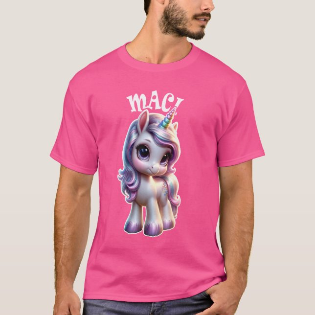 Maci Cute Unicorn Design for Girls Namn Maci T Shirt (Framsida)