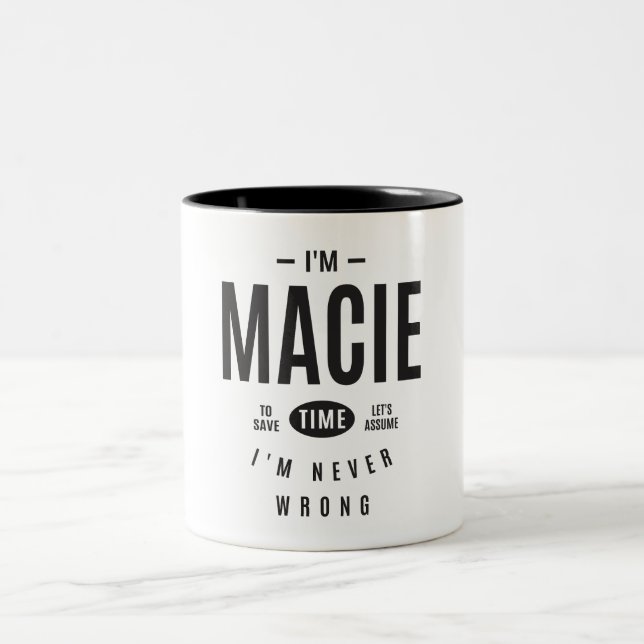 Macie Personlig Namn Två-Tonad Mugg (Center)
