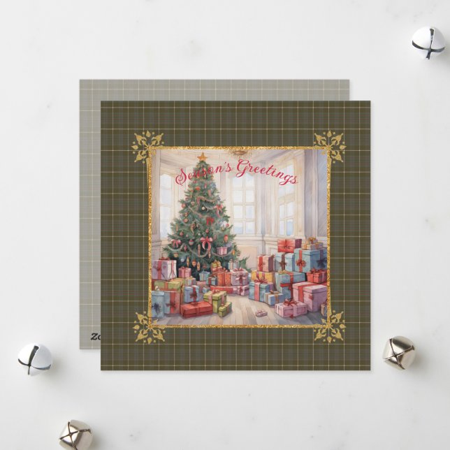 MacIntyre Hunting W  Scottish Tartan Christmas Julkort (Fram/Back In Situ)