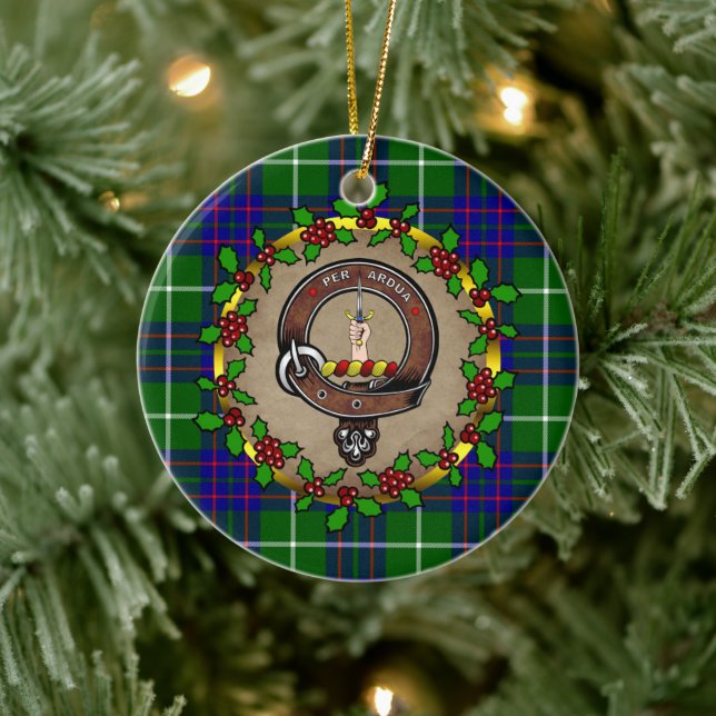 MacIntyre Klan Badge & Tartan Personlig Julafton  Julgransprydnad Keramik (Träd)