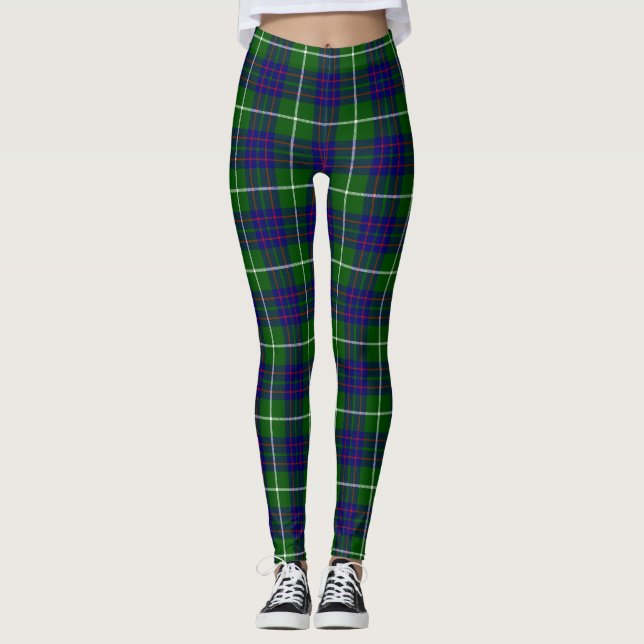 MacIntyre tartan grönt blue plaid Leggings (Framsida)