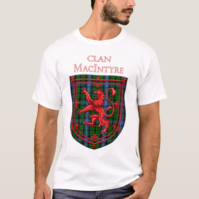 MacIntyre Tartan Scottish Plade Lejon Rampant T Shirt (Framsida)