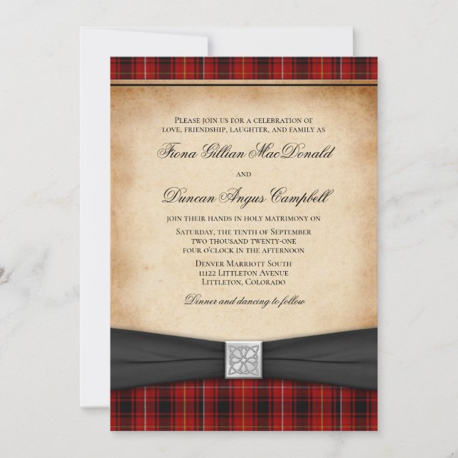 MacIver Tartan Celtic Scottish Wedding Investigati Inbjudningar (Framsida)