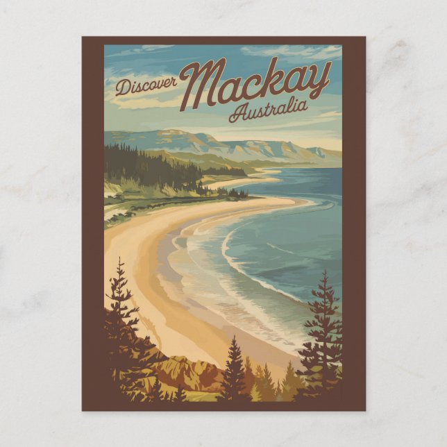 Mackay Australien Illustration Resa Konst Vintage Vykort (Framsida)