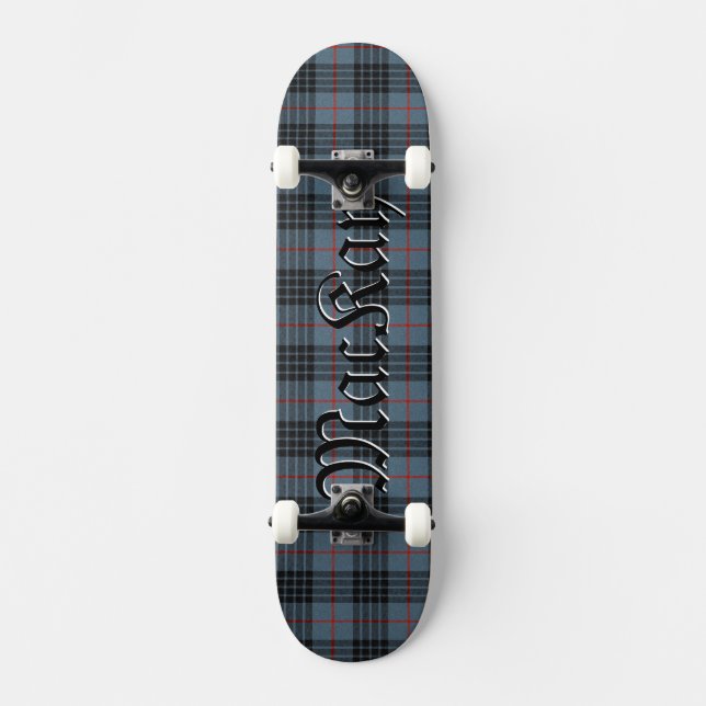 Mackay Blå Tartan Rutigt Mönster Mini Skateboard Bräda 18,5 Cm (Framsida)