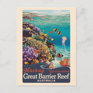 Mackay Great Barrier Reef Reseminiär Konst Vintage Vykort