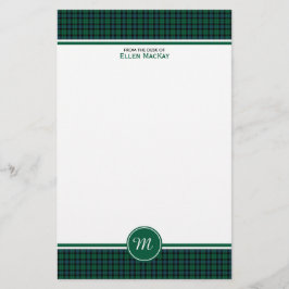 MacKay Klan Tartan Grönt Scottish Play Monogram Brevpapper