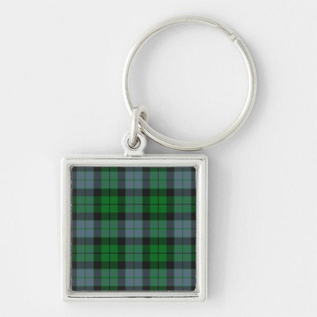 MacKay/McCoy Tartan Keychain Fyrkantig Silverfärgad Nyckelring (Framsidan)