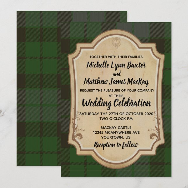 MacKay Tartan Bröllopsinbjudan Inbjudningar (Fram/baksida)