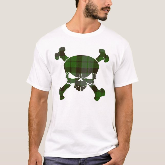 MacKay Tartan Skull, ingen banderoll T Shirt (Framsida)