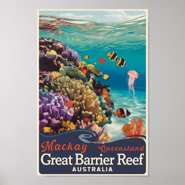 Mackay Underbar Barrier Reef Travel Art Vintage Poster (Framsidan)