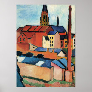 Macke - St. Marys med hus och Skorsten (Bonn) Poster