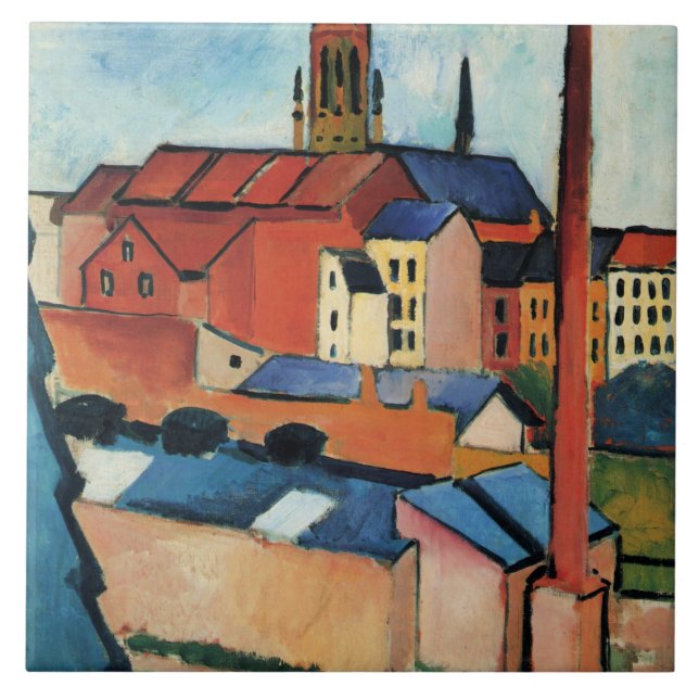 Macke - St. Mary's with Houses and Skorsten (Bonn) Kakelplatta (Framsidan)