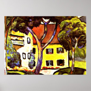 Macke - Staudacher House på Tegernsee Poster