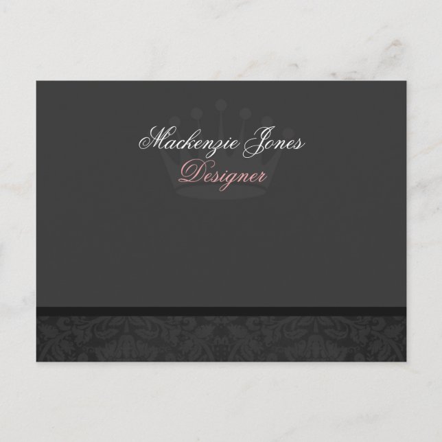 Mackenzie #1 Black Damask Chic Bowcard Vykort (Framsida)