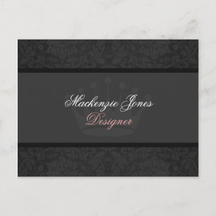 Mackenzie Black Damask Chic Postcard Vykort