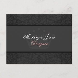 Mackenzie Black Damask Chic Postcard Vykort