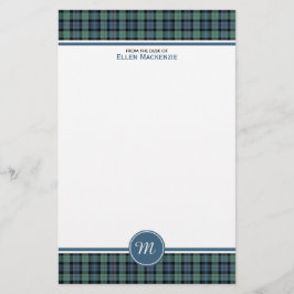 Mackenzie Klan Ancient Tartan Monogram Stationery Brevpapper