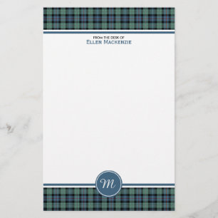 Mackenzie Klan Ancient Tartan Monogram Stationery Brevpapper