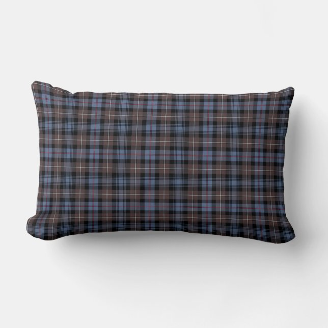 Mackenzie Klan Blue och Brown Scottish Tartan Lumbarkudde (Framsida)