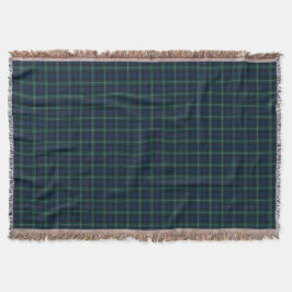 Mackenzie Klan Royal Blue och Forest Grönt Tartan Filt