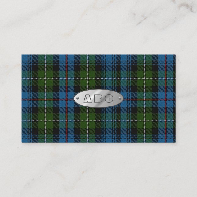 MacKenzie Tartan Monogram Affärskorts Visitkort (Framsida)