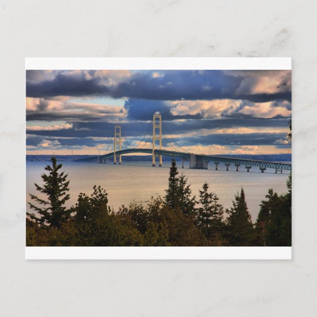Mackinac Bridge 1060 Vykort (Framsida)