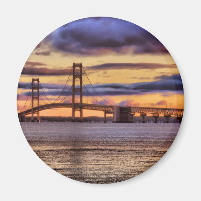 Mackinac Bridge 1155 Guld Magnet (Framsidan)