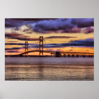 Mackinac Bridge #1155 Guld Poster