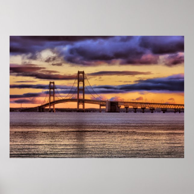 Mackinac Bridge #1155 Guld Poster (Framsidan)