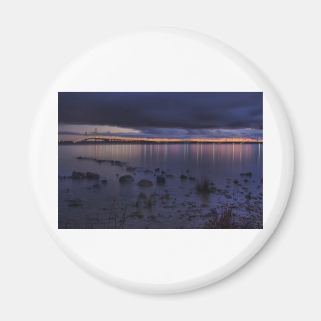 Mackinac Bridge 1243 Blue Magnet (Framsidan)