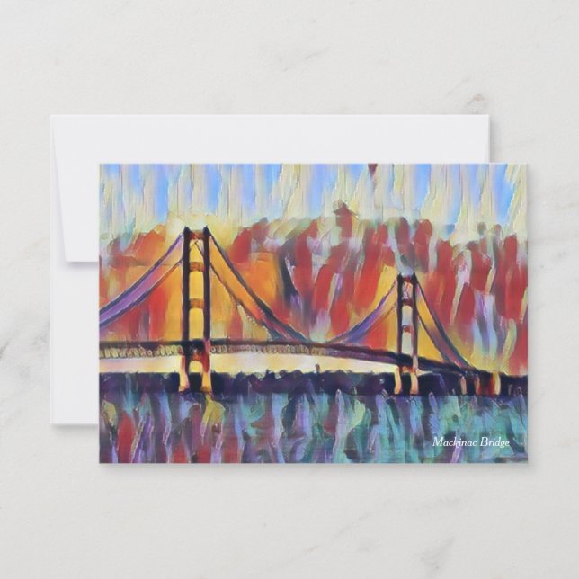 Mackinac Bridge Abstrakt Note Card Tack Kort (Framsida)