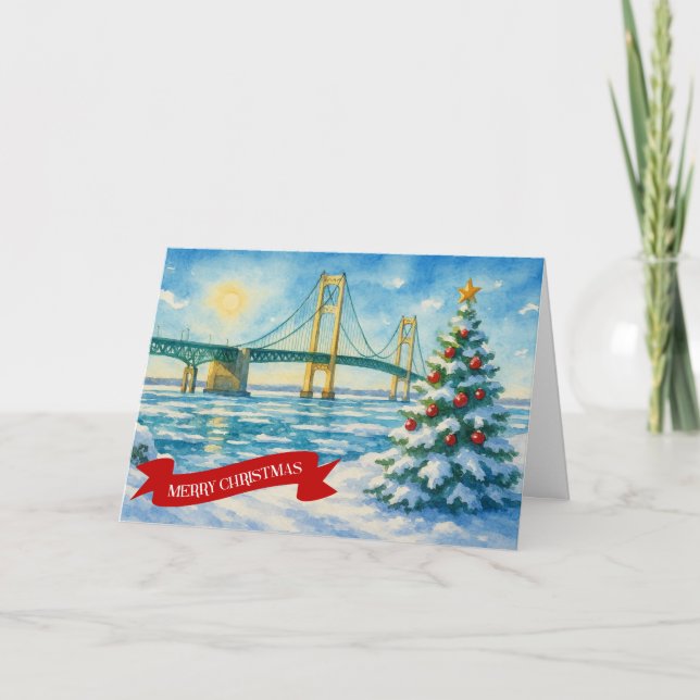 Mackinac Bridge Christmas Card Helgkort (Framsida)