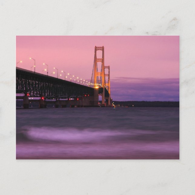 Mackinac Bridge Dusk Vykort (Framsida)