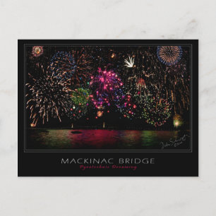 Mackinac Bridge Fireworks-vykort Vykort