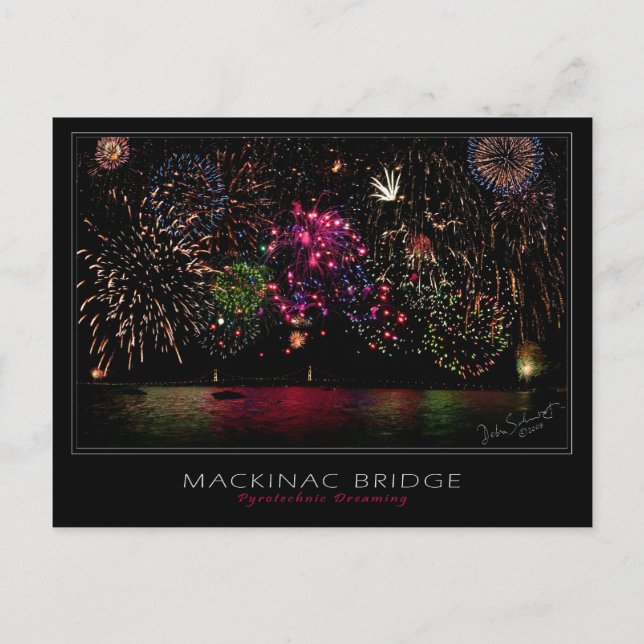 Mackinac Bridge Fireworks-vykort Vykort (Framsida)