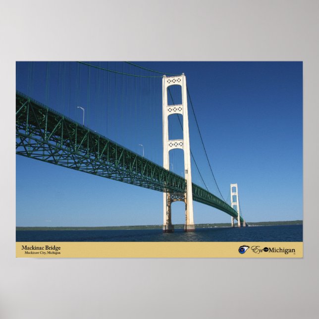 Mackinac Bridge från sundet - Mackinaw City Poster (Framsidan)