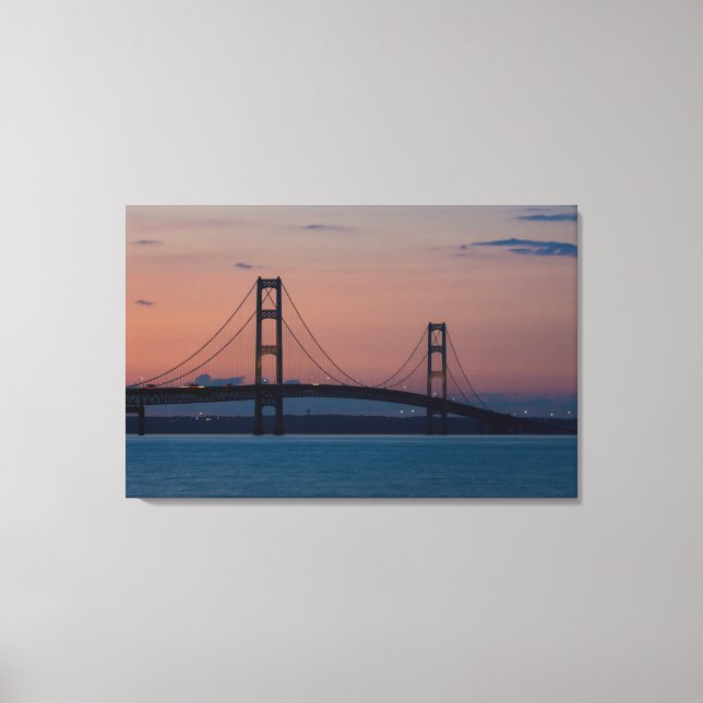 Mackinac Bridge i Dusk Canvastryck (Framsida)
