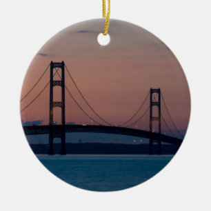 Mackinac Bridge i Dusk Julgransprydnad Keramik