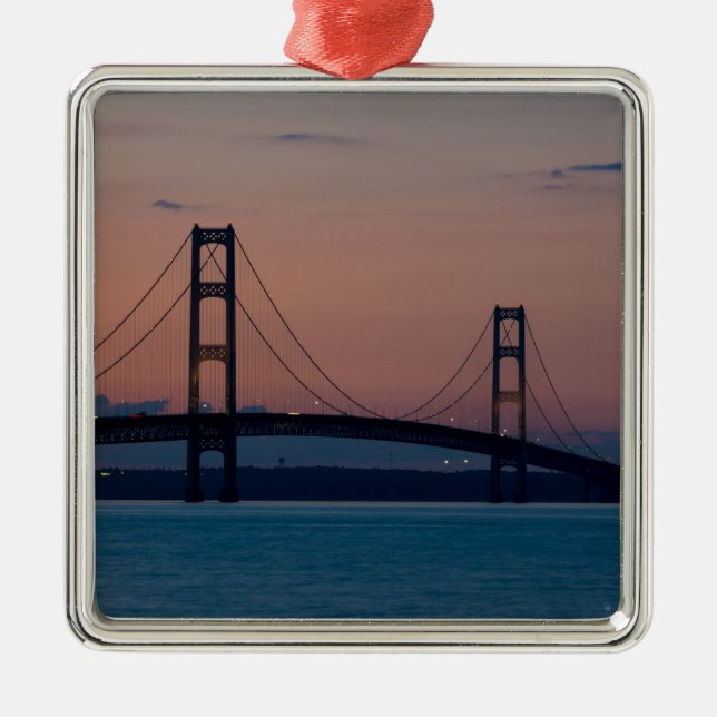 Mackinac Bridge i Dusk Julgransprydnad Metall (Framsidan)