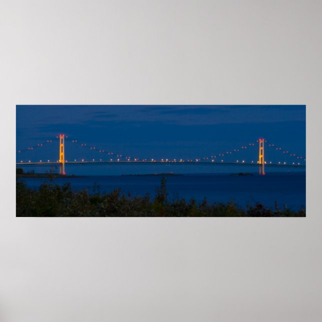 Mackinac Bridge i natt, Michigan Poster (Framsidan)